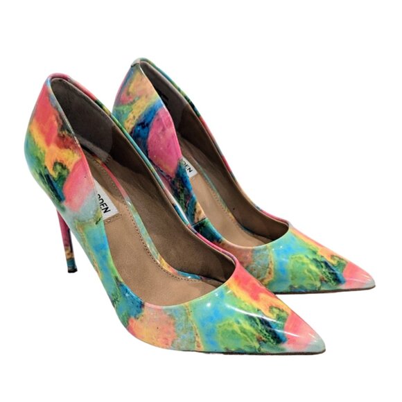Steve Madden Shoes - STEVE MADDEN Vala Stiletto Heels 7 Daisie Print Pastel Multi Watercolor